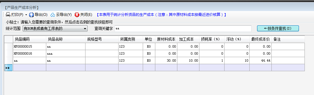生產(chǎn)成本分析